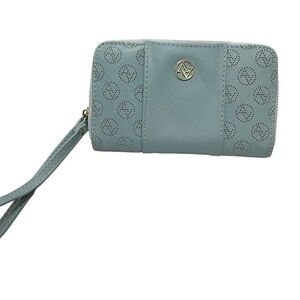 AA Women's Wristlet Wallet, Baby Blue with Gold Tone Zipper one size